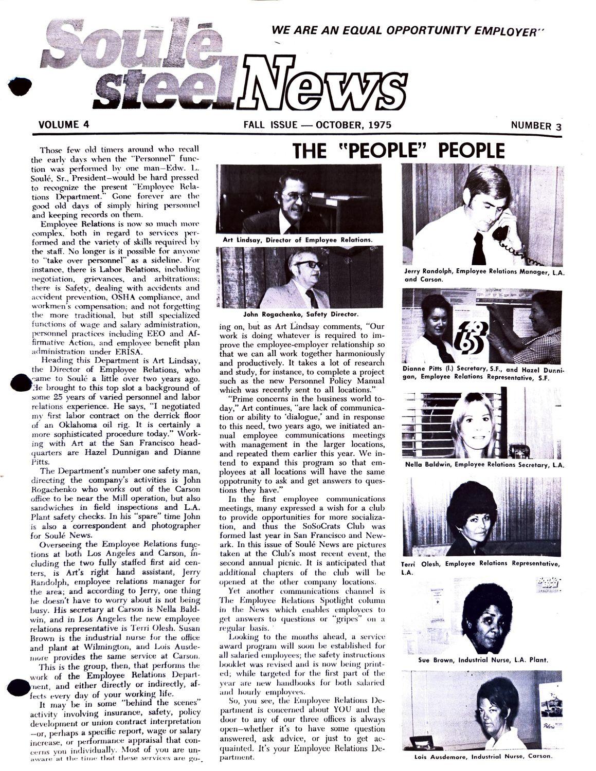 Soule News cover with headline and black-and-white staff photos.